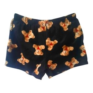 Cozy Fuzzy Shorts Teddy Bear Fur Navy & Brown Size Medium waist 32"